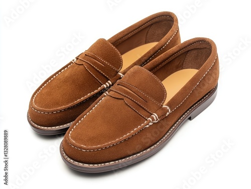 Wallpaper Mural Brown Suede Loafers for Studio Shot. Torontodigital.ca