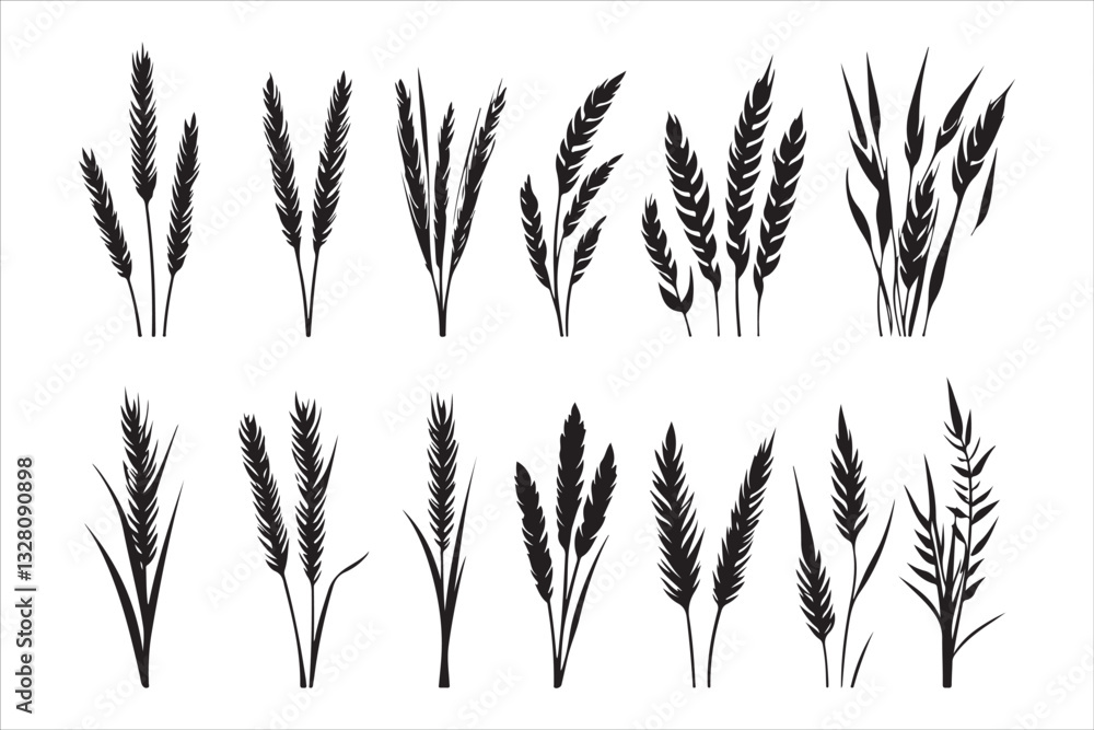 Simple Wheat Ears Vector Icons Simple Wheat Ears Vector Icons