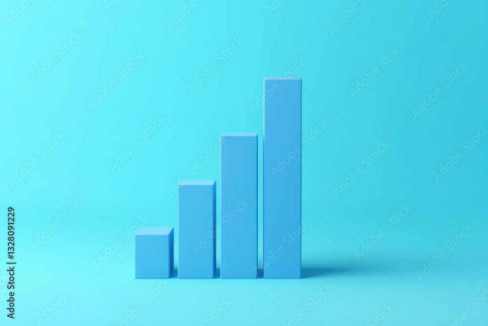 Minimalist Blue Bar Graph on Teal Background for Business Growth Minimalist Blue Bar Graph on Teal Background for Business Growth