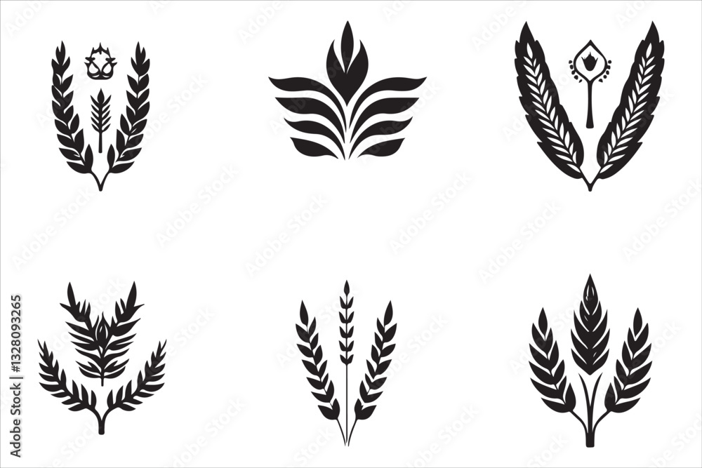 Botanical Wheat Ears Vector Set Botanical Wheat Ears Vector Set