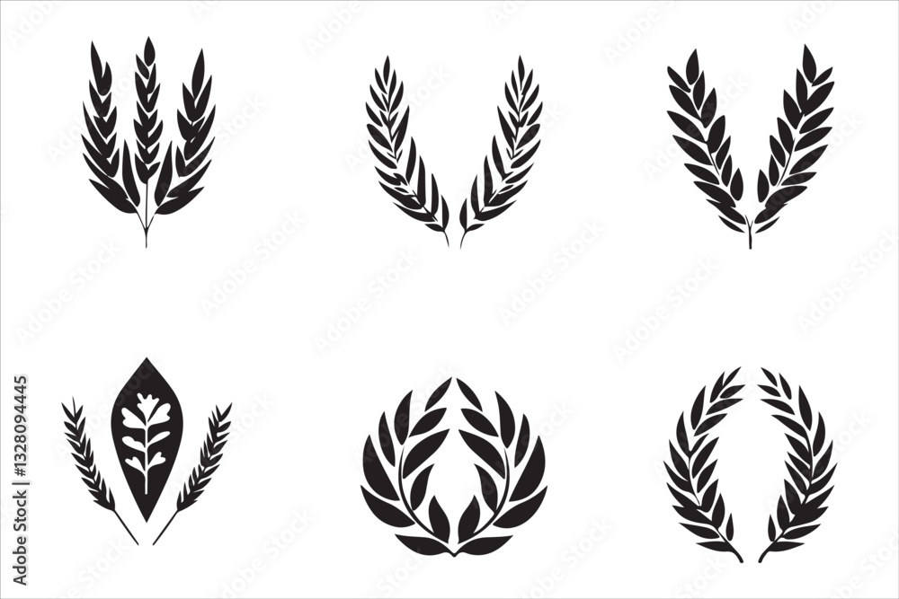 Botanical Wheat Ears Vector Set Botanical Wheat Ears Vector Set