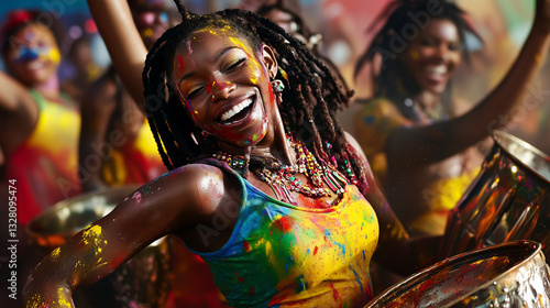 Joyful Trinidad carnival revelers