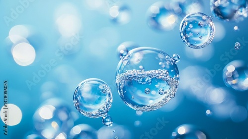 Wallpaper Mural Floating Bubbles in Blue Water Background Torontodigital.ca