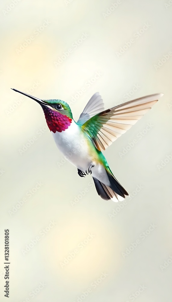 Fototapeta premium Hummingbird Flying Watercolor 