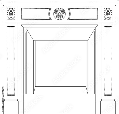 classic furniture design illustration vector sketch of fireplace for campfire heating room