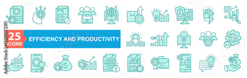 Efficiency and Productivity Icon Sheet Project Plan, Employee Of The Month, Group Chat, Suggestion, Appreciation, Project Plan, Software Engineer, Data Analyst, Project Manager, Network Engineer