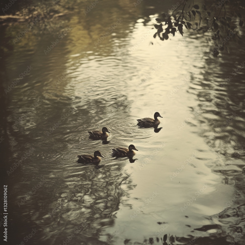 Serene Ducks Swimming on Calm Water Peaceful Nature Scene Wildlife Photography Serene Ducks Swimming on Calm Water Peaceful Nature Scene Wildlife Photography