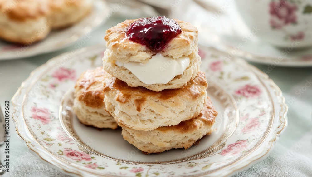 Scrumptious Stack of Cream Scones with Jam Scrumptious Stack of Cream Scones with Jam