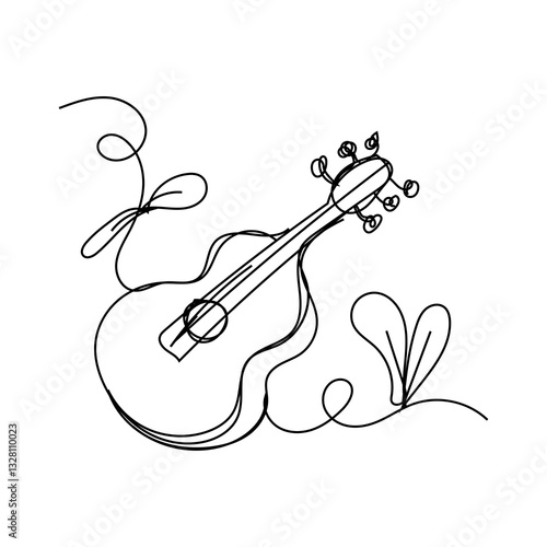 Music themed doodle illustration. for wall decoration or as background. Doodle drawing style. Hand drawn trendy Vector Illustration