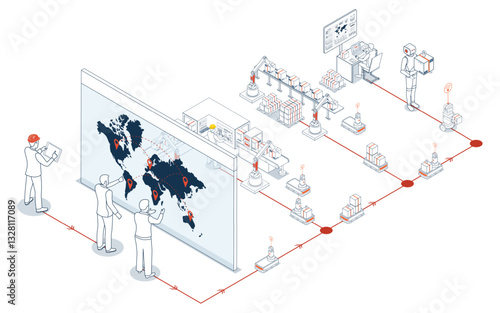 Smart logistics automated warehouses, efficient labor, wireless transport, robotics, Industry 4.0 with AGV and AMR.