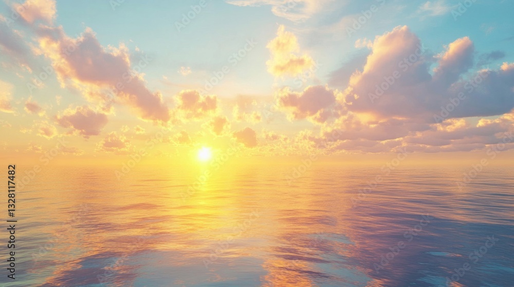 Fototapeta premium Vibrant Sunset Over Calm Ocean Water