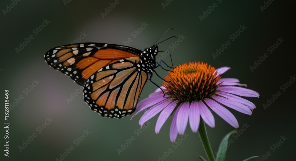 Obraz premium Monarch Butterfly on Purple Coneflower A Stunning Close-Up Photograph of Nature's Beauty