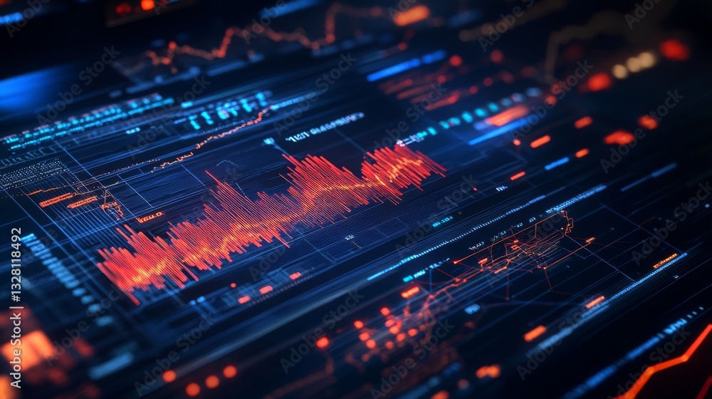 Abstract Digital Data Visualization Chart with Red and Blue Lines Abstract Digital Data Visualization Chart with Red and Blue Lines