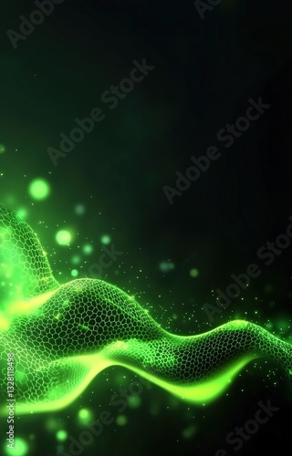 Horizontal green abstract trellised or cellular background for modern design. 