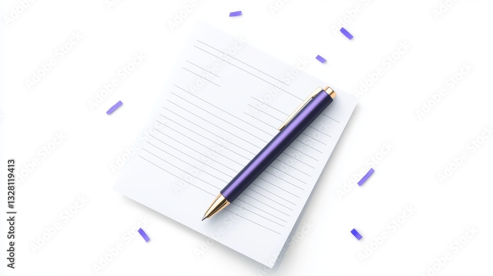 Blank notepad and pen on white surface Blank notepad and pen on white surface