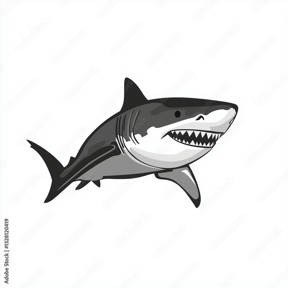 Silhouette of a Great White Shark Illustration: A Vector Graphic of an Ocean Predator in Marine Life Silhouette of a Great White Shark Illustration: A Vector Graphic of an Ocean Predator in Marine Life