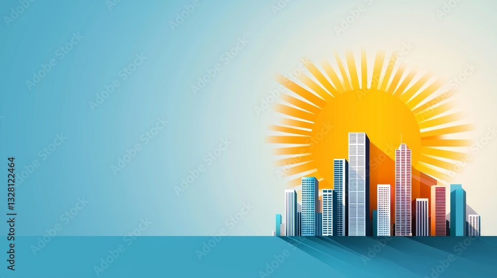 Towering Skyscraper of Financial Control - Business Monopoly Illustration with Copy Space for Text in Flat Design Towering Skyscraper of Financial Control - Business Monopoly Illustration with Copy Space for Text in Flat Design
