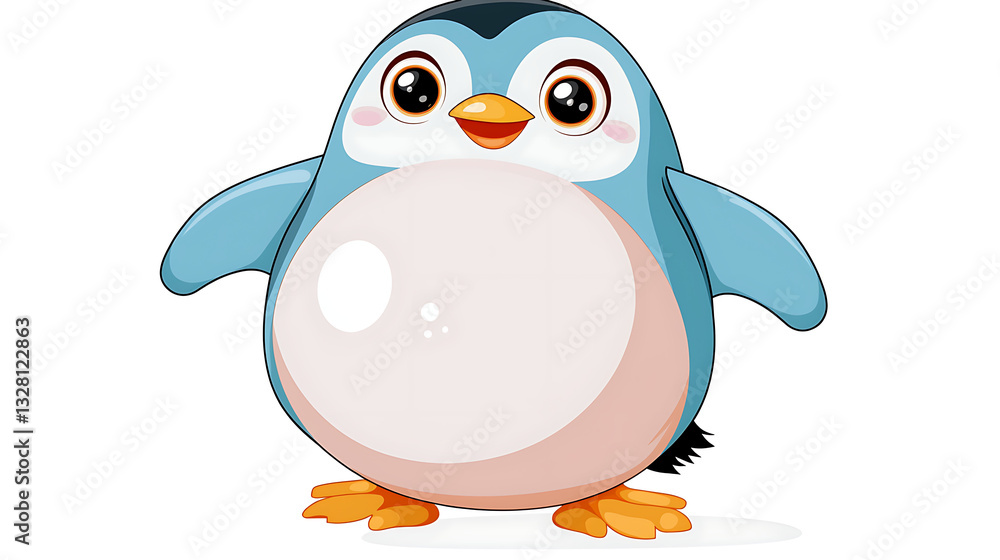 A cartoon penguin with a big belly stands on its two legs. AI Generated A cartoon penguin with a big belly stands on its two legs. AI Generated
