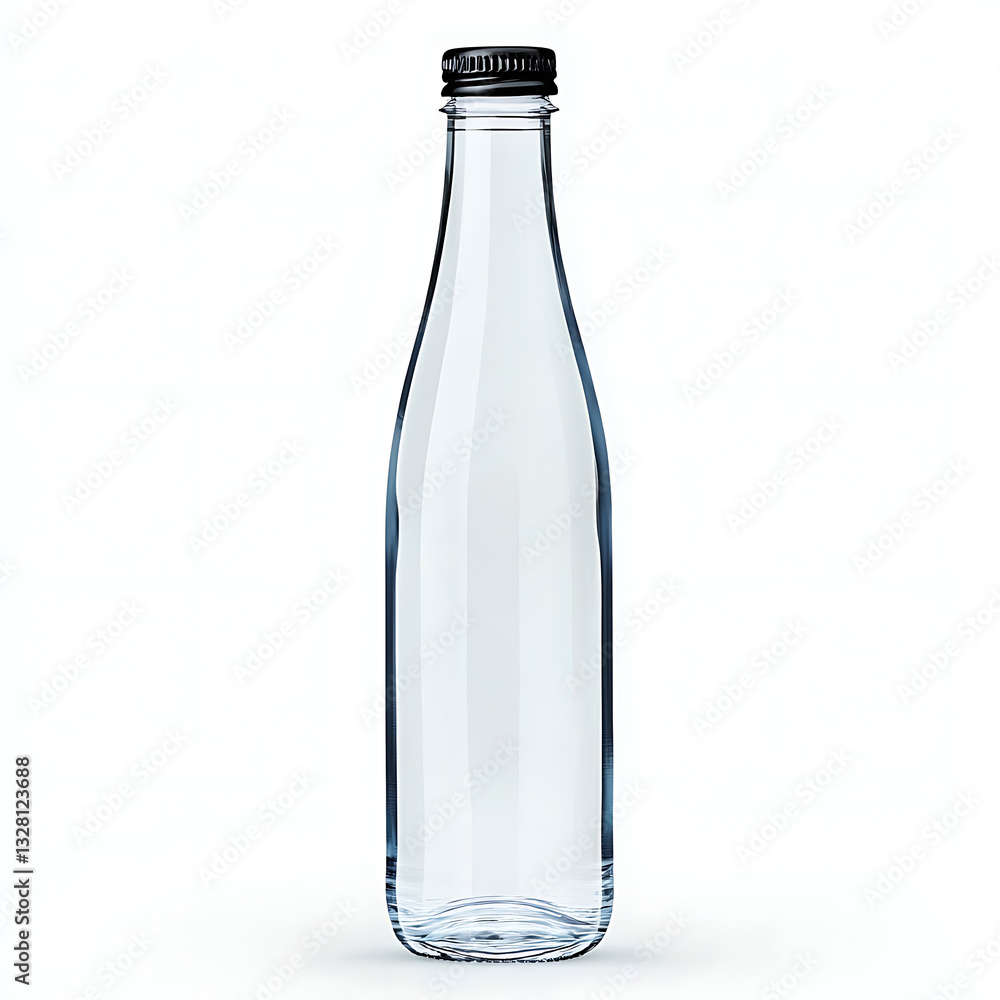 Refreshing beverage bottle studio product photography minimalistic front view clear glass design Refreshing beverage bottle studio product photography minimalistic front view clear glass design
