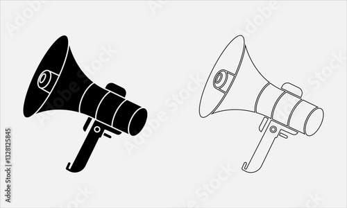 Silhouette loudspeaker vector icon illustration, easy to customizable file, black and white color layout
