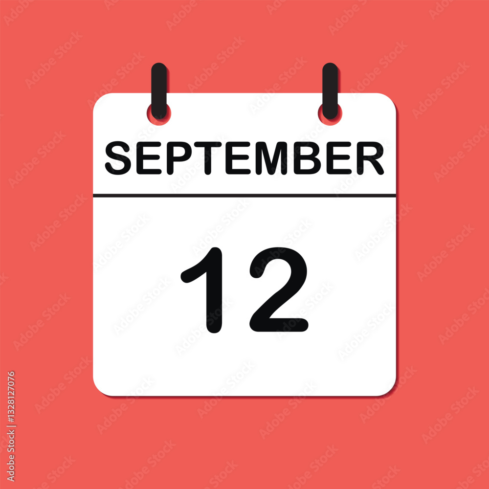 September 12. Daily Calendar icon for design. Simple design for business brochure, flyer, print media, advertisement. Easily editable. September 12. Daily Calendar icon for design. Simple design for business brochure, flyer, print media, advertisement. Easily editable.
