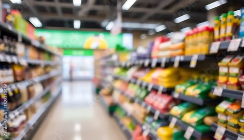 Wallpaper Mural Abstract supermarket aisle view provides backdrop for consumption habits Torontodigital.ca