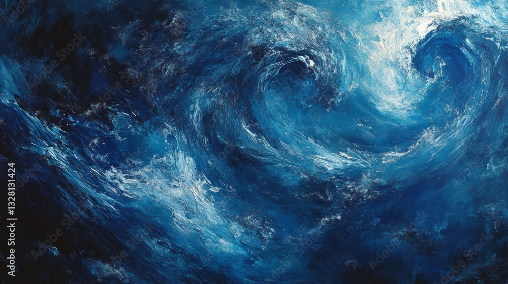 Abstract Blue Ocean Waves Painting Abstract Blue Ocean Waves Painting