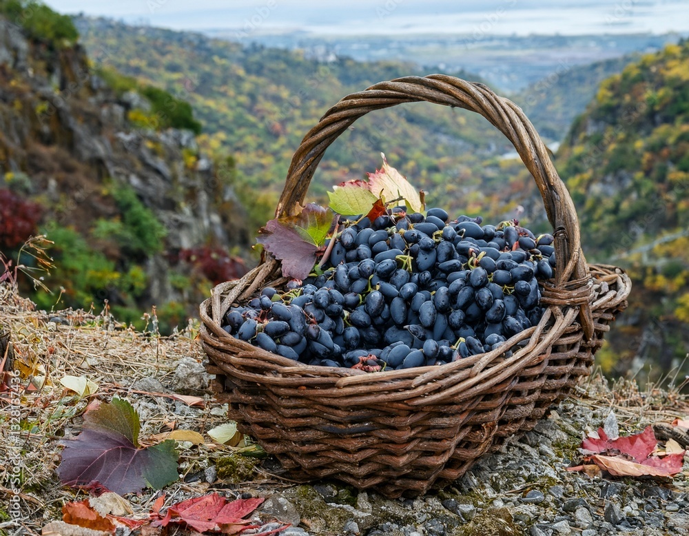 grapes in baskets on the plantation grapes in baskets on the plantation