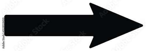 Blue long arrow pointing to the right. Straight long arrow icon, right thin line, blue cursor, horizontal element, thick pointer vector long arrow icon isolated on white background. Long bold arrow