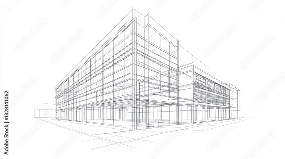 Architectural Drawing of Modern Building Architectural Drawing of Modern Building