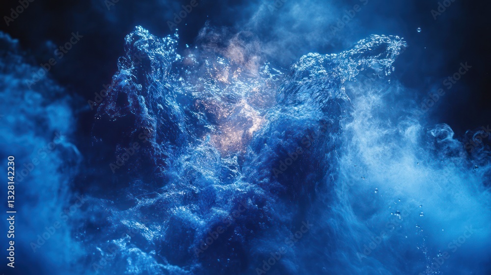 Fototapeta premium Blue nebula cosmic cloud, space background, abstract art, science fiction