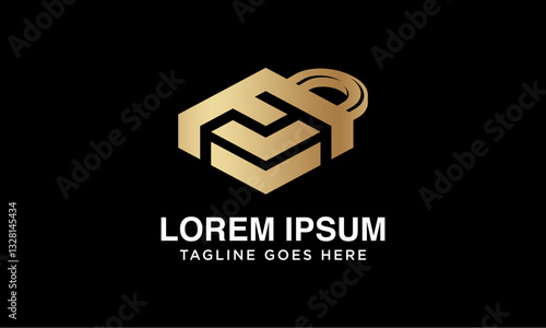 premium logo initial F padlock
