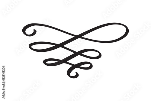 vintage elegant divider or separator hand drawn element. swirl or corner decorative ornament. curly line filigree design element.