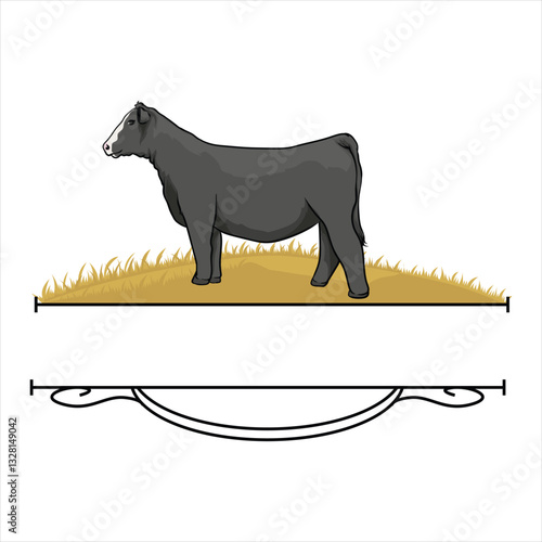 cattle livestock show logo with background separately