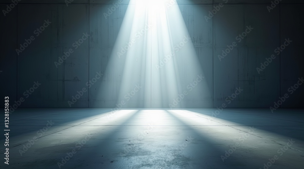 A large, empty room with a bright light shining on the floor A large, empty room with a bright light shining on the floor