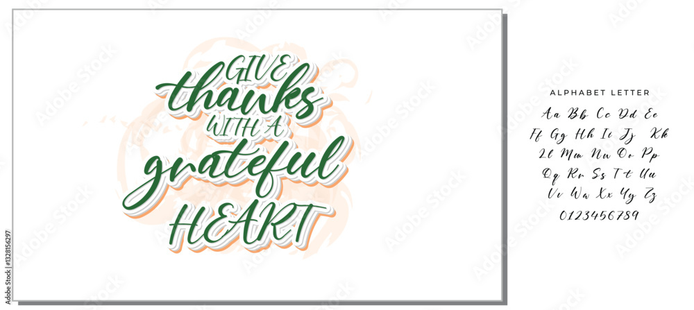 Give thanks with a grateful heart.Inspirational quote.Hand drawn illustration with hand lettering. Give thanks with a grateful heart.Inspirational quote.Hand drawn illustration with hand lettering.