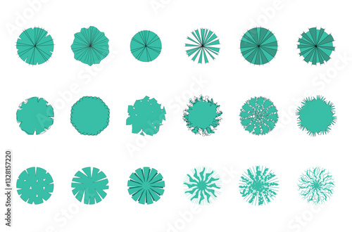 Set of trees for landscaping, architecture and decoration projects