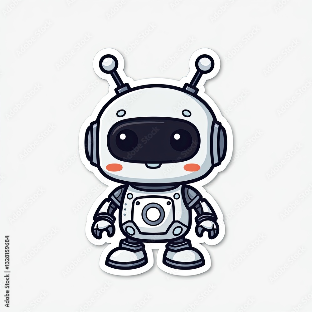 Cute Cartoon Robot Character with Big Eyes and Cheerful Expression Cute Cartoon Robot Character with Big Eyes and Cheerful Expression