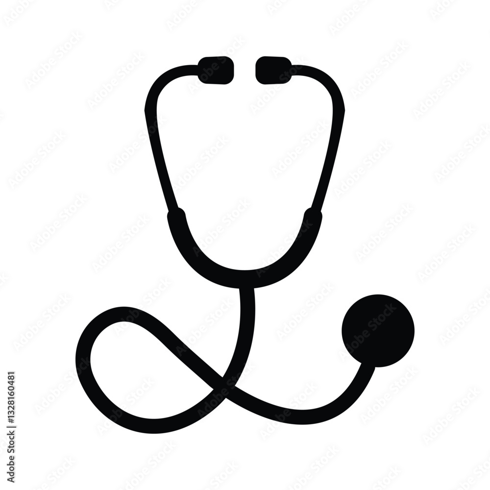 Stethoscope icon silhouette vector illustration isolated on a white background. Stethoscope icon silhouette vector illustration isolated on a white background.