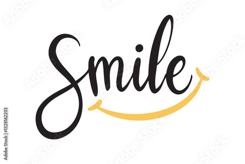 Smile typography text slogan logo. lettering with smile line.
