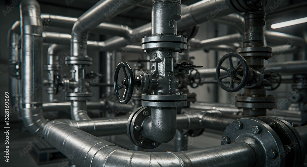 Obraz premium Industrial Pipes, Pipeline System, Plumbing Network, Generative AI image.