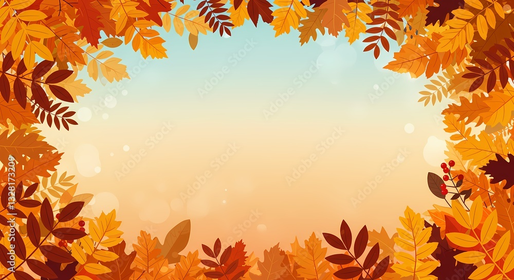 Watercolor drawing of falling leaves in autumn season Watercolor drawing of falling leaves in autumn season