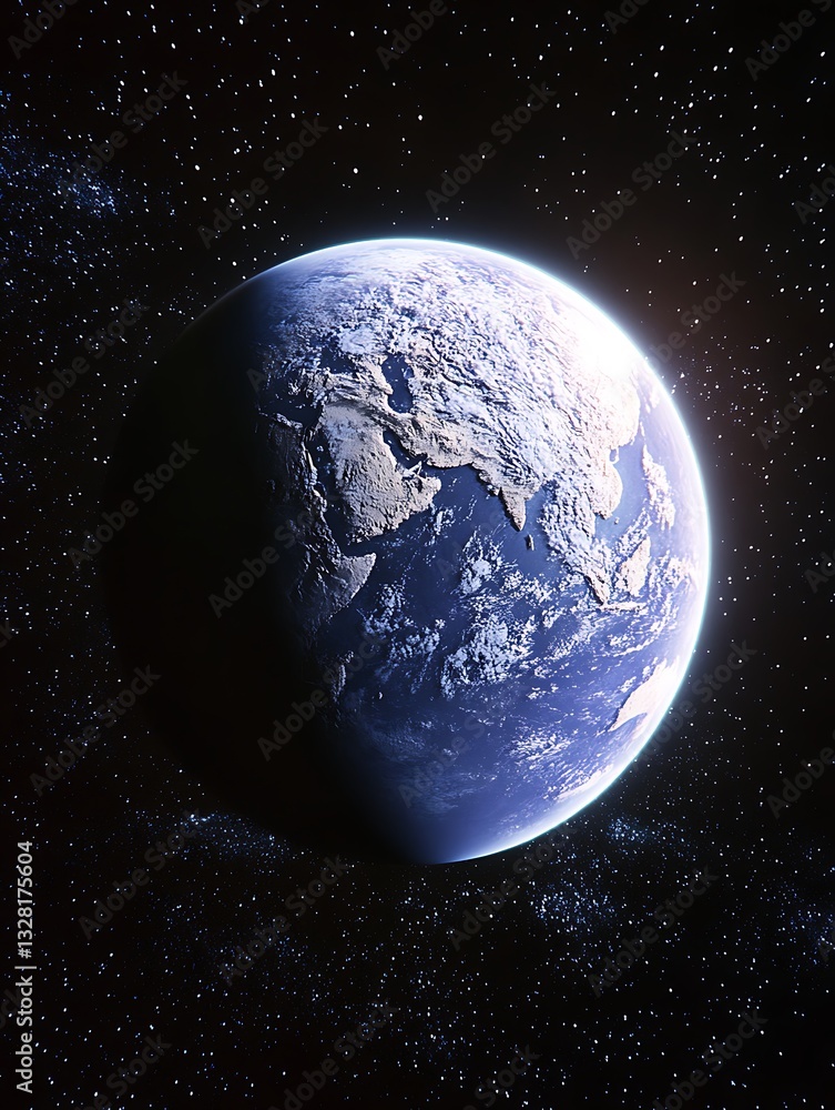Fototapeta premium Stunning Globe View of Earth from Space with Starry Background