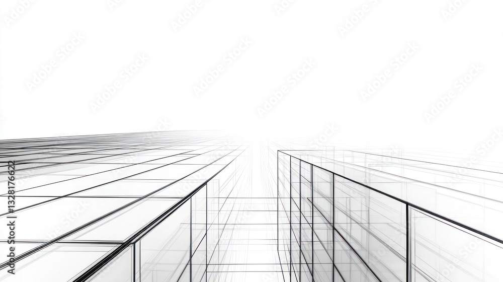 Abstract glass architecture, perspective view Abstract glass architecture, perspective view
