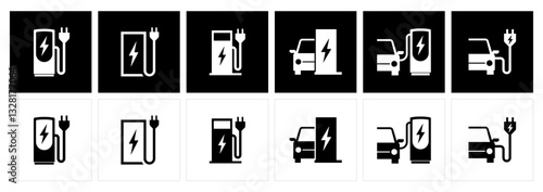 Wallpaper Mural Electric Vehicle Icon. Eco-Friendly car icon. E/V car pictogram. Hybrid vehicle charging plug icon set.
 Torontodigital.ca