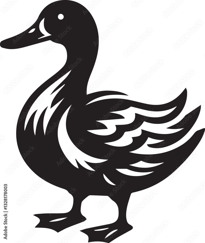 Obraz premium duck vector illustration, duck logo design, duck vector icon, duck silhouette vector, duck silhouette vector black and white full body eps file
