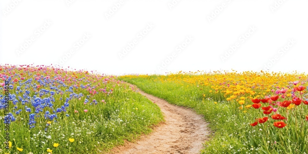 Fototapeta premium Flowers spring field path.