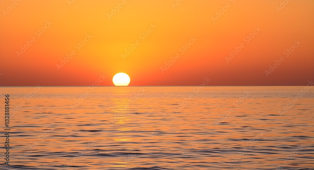 Golden Sun Sets on a Calm Ocean. Golden Sun Sets on a Calm Ocean.