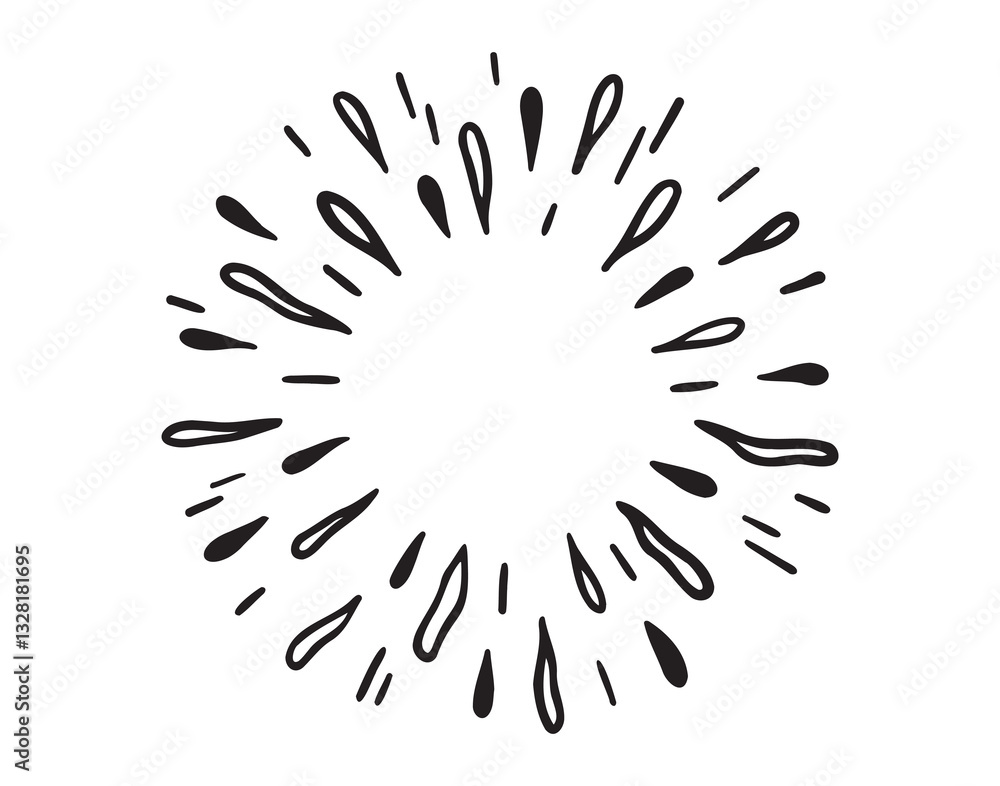 Fototapeta premium starburst hand drawn doodle black round element. starburst circle