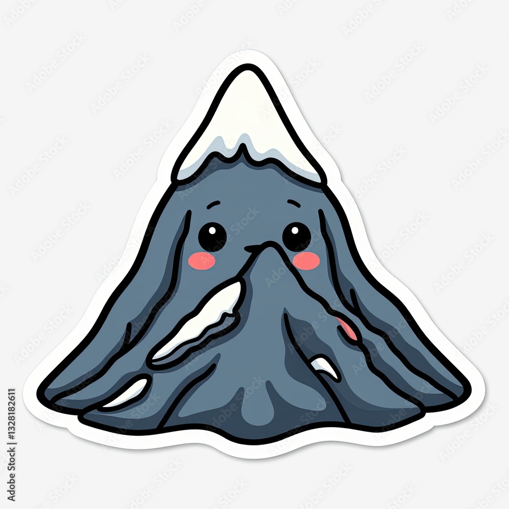 Cute Cartoon Mountain with Smiling Face and Creamy Snow Cap Cute Cartoon Mountain with Smiling Face and Creamy Snow Cap